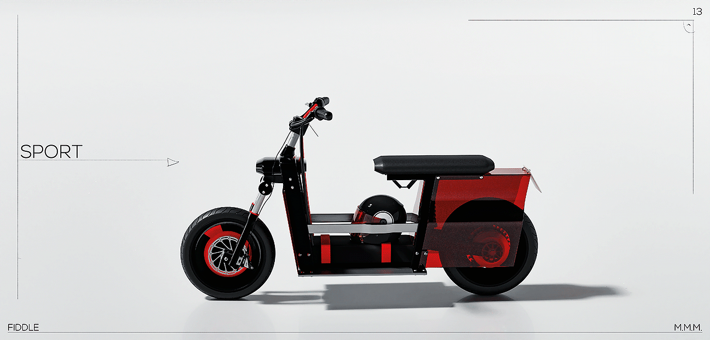 3D modeling，industrial design，Mobile travel，sketch，Scooter，