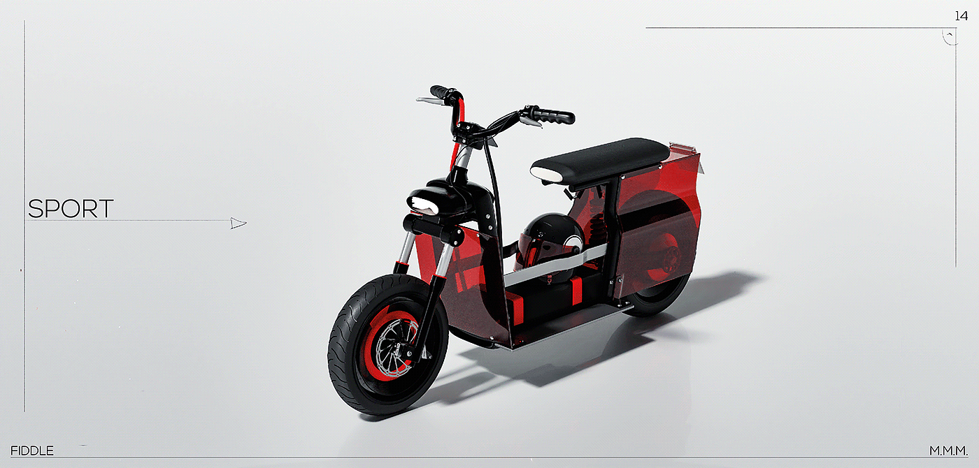 3D modeling，industrial design，Mobile travel，sketch，Scooter，