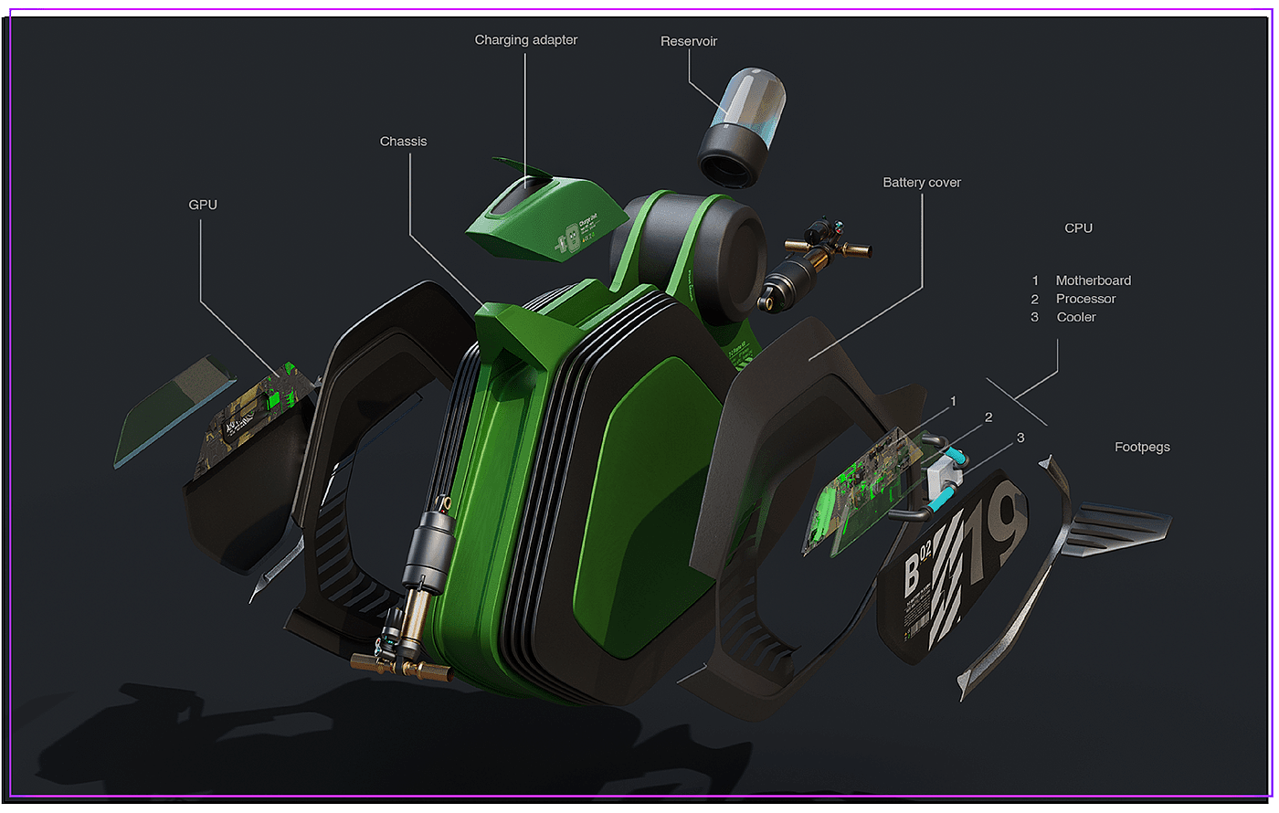 宝马，英伟达，Motorrad，概念设计，赛博朋克，摩托车，工业设计，