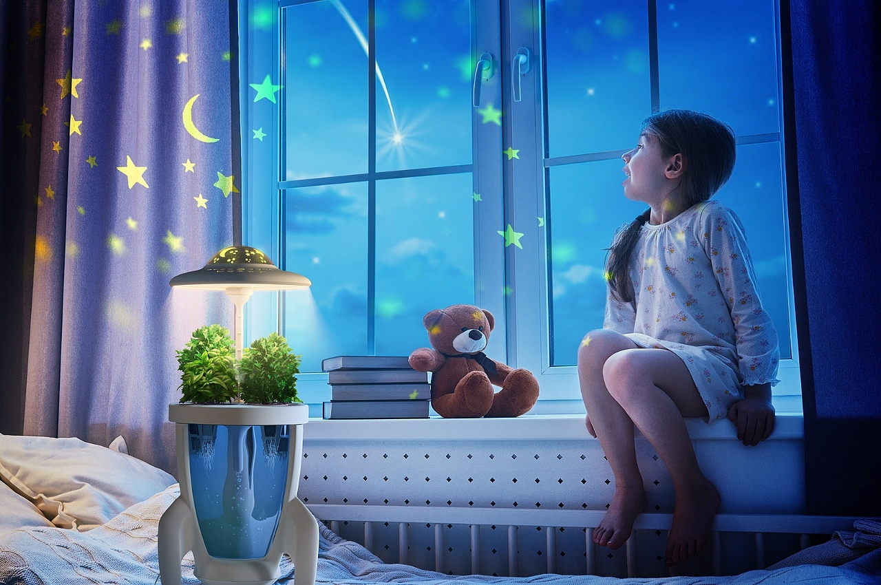 hydroponic equipment，two-in-one，Night light，Botany，product design，Spacecrop，