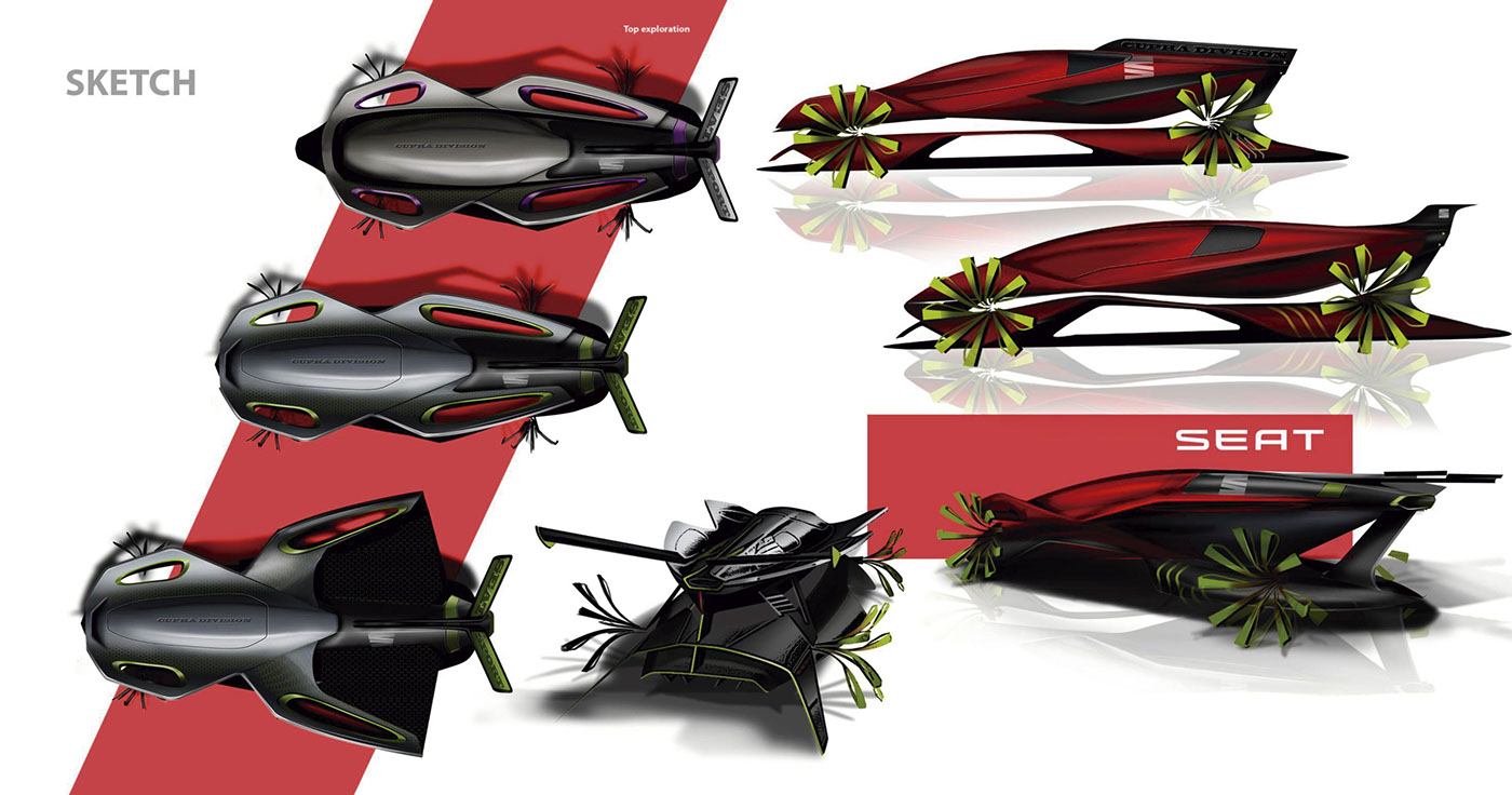 vehicle，Three uses，Hand drawn，modeling，