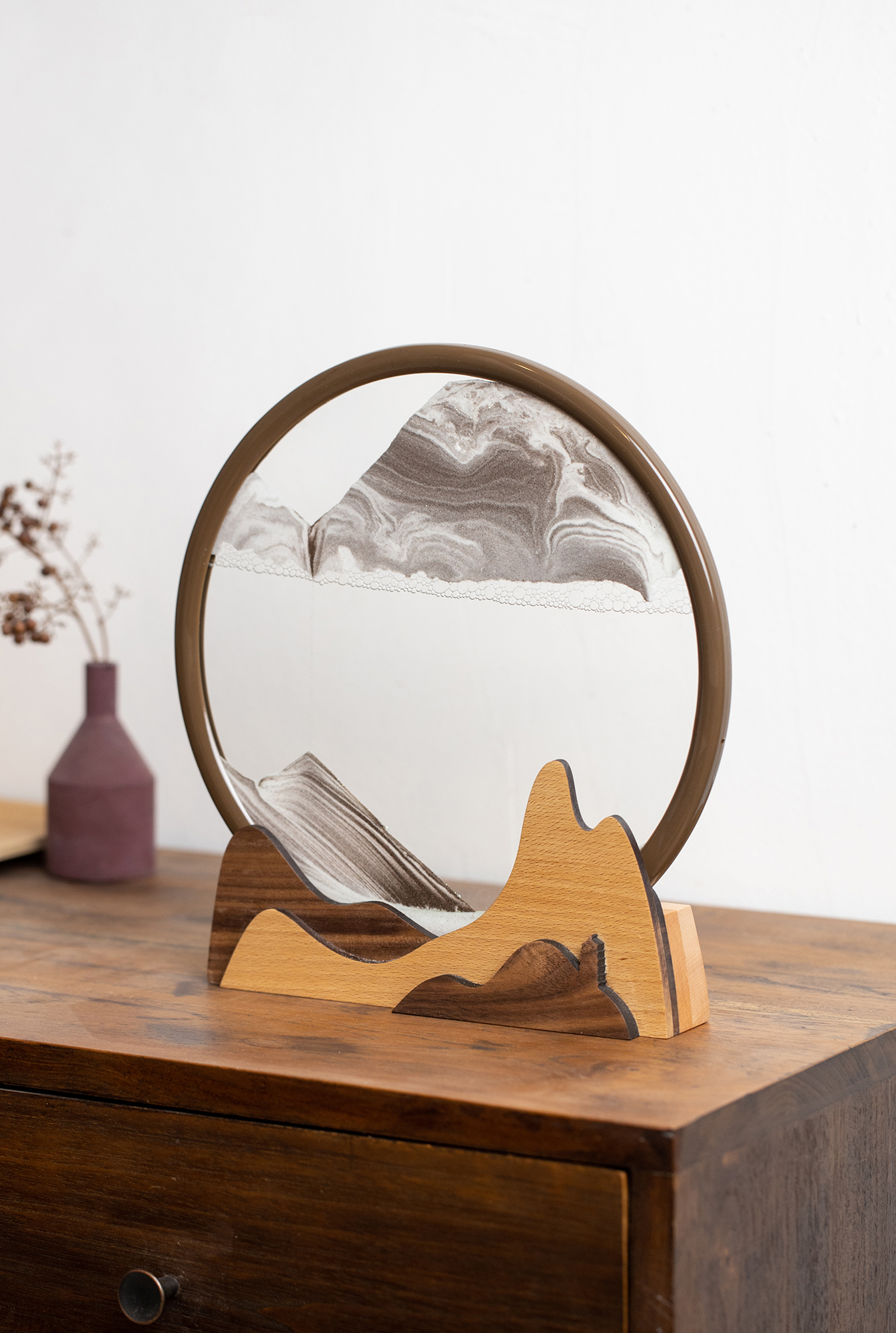 Red deer，Sand painting hourglass，High mountains and flowing water，