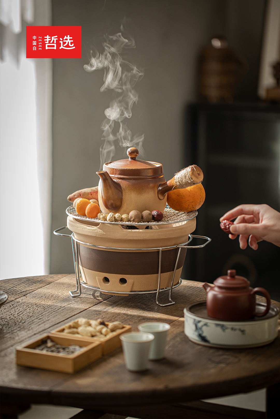 Boiling tea in a furnace，Coarse pottery，Carbon furnace，teapot，gift，
