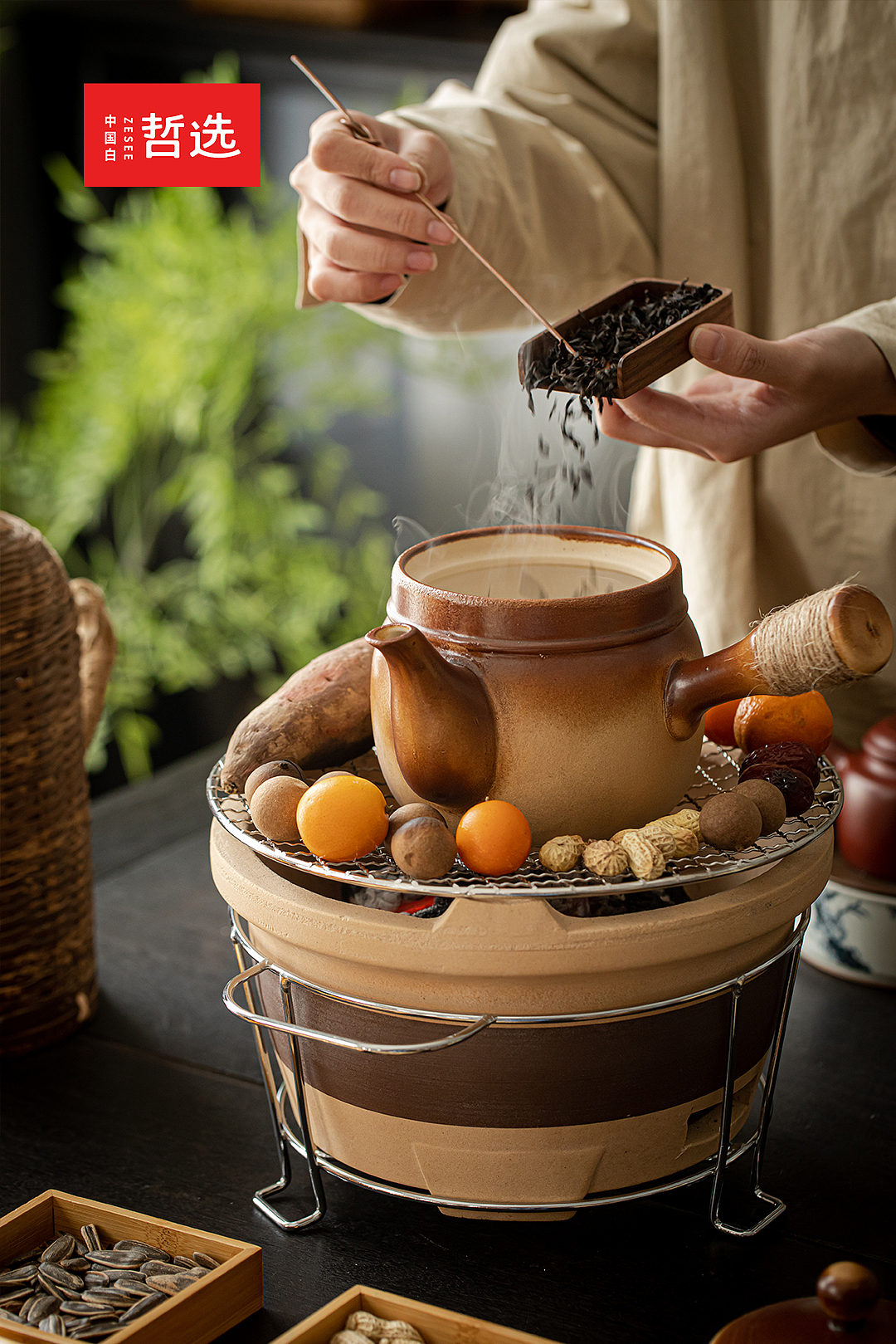 围炉煮茶，粗陶，碳炉，茶壶，礼品，