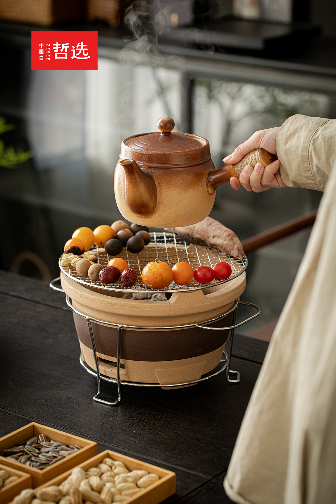 Boiling tea in a furnace，Coarse pottery，Carbon furnace，teapot，gift，