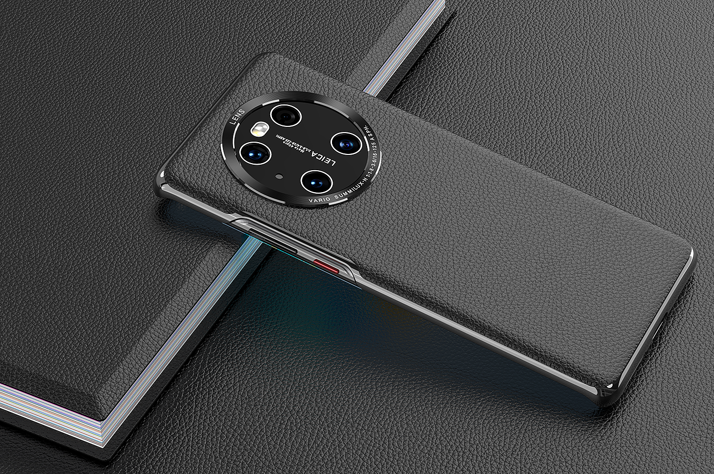 Mobile phone shell leather pattern lighting exercise，