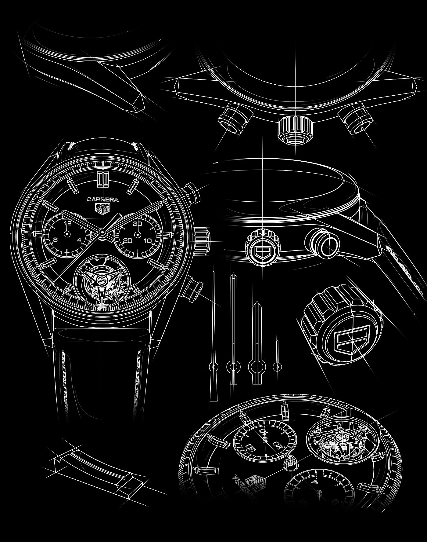 Wristwatch，carrera ，Appearance design，delicate，product design，