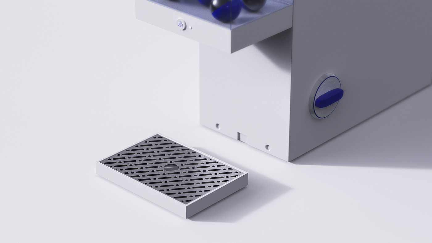 Coffee machine，capsule，geometry，Gradual change，Klein Blue，modern stylish，