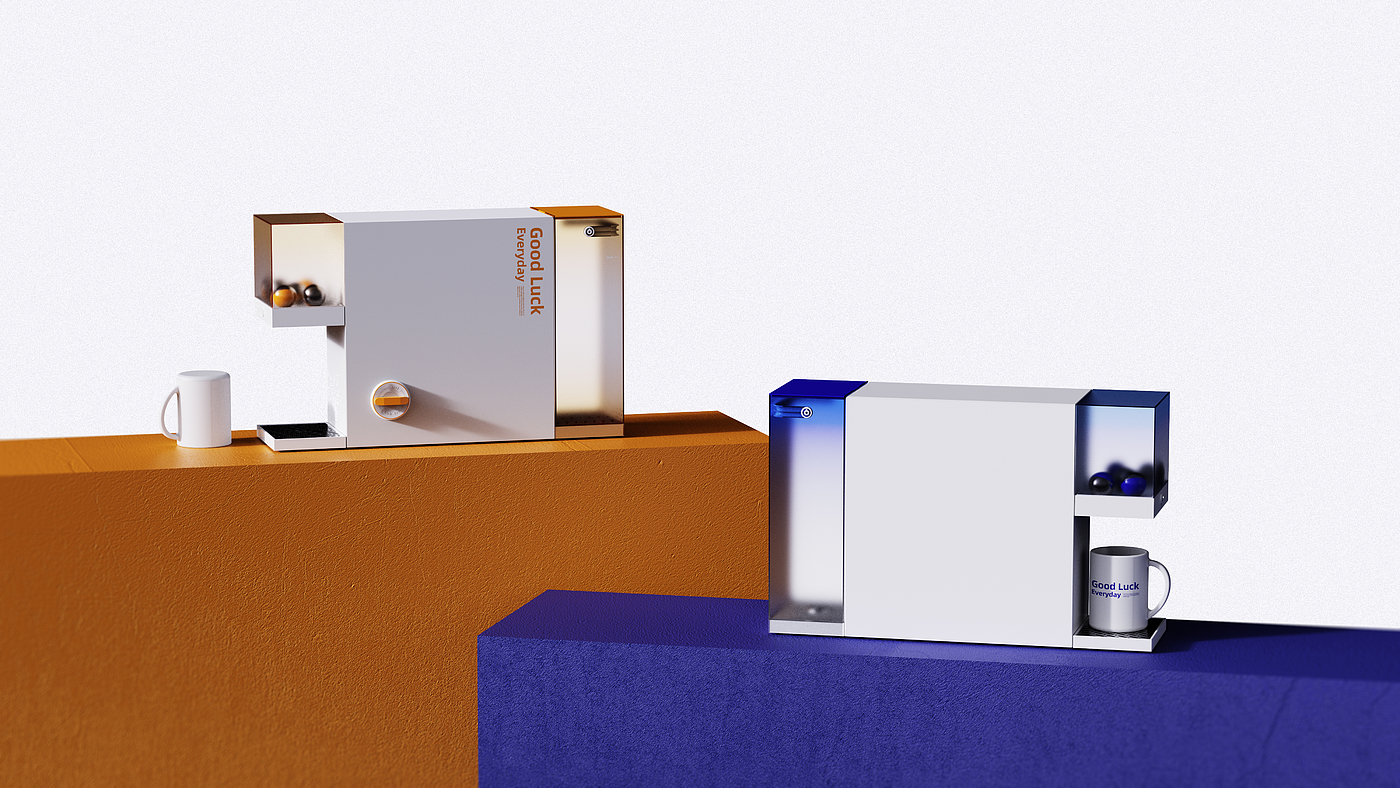 Coffee machine，capsule，geometry，Gradual change，Klein Blue，modern stylish，
