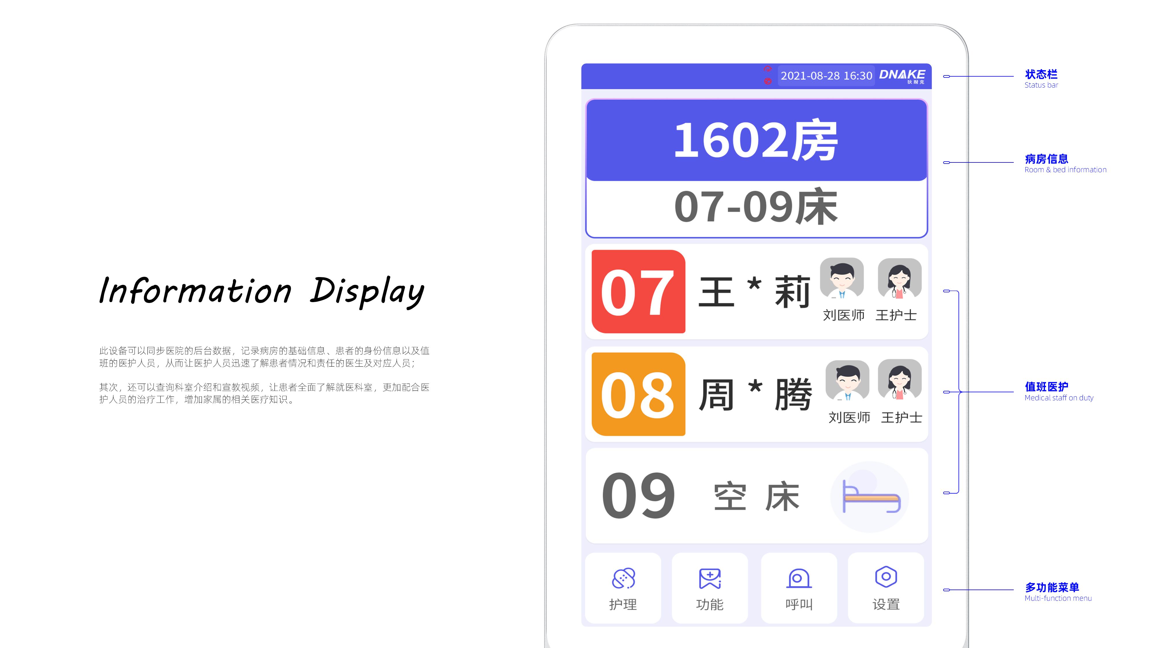 Intelligent medical，Information Panel，Sickbed extension，Electronic Information Card，