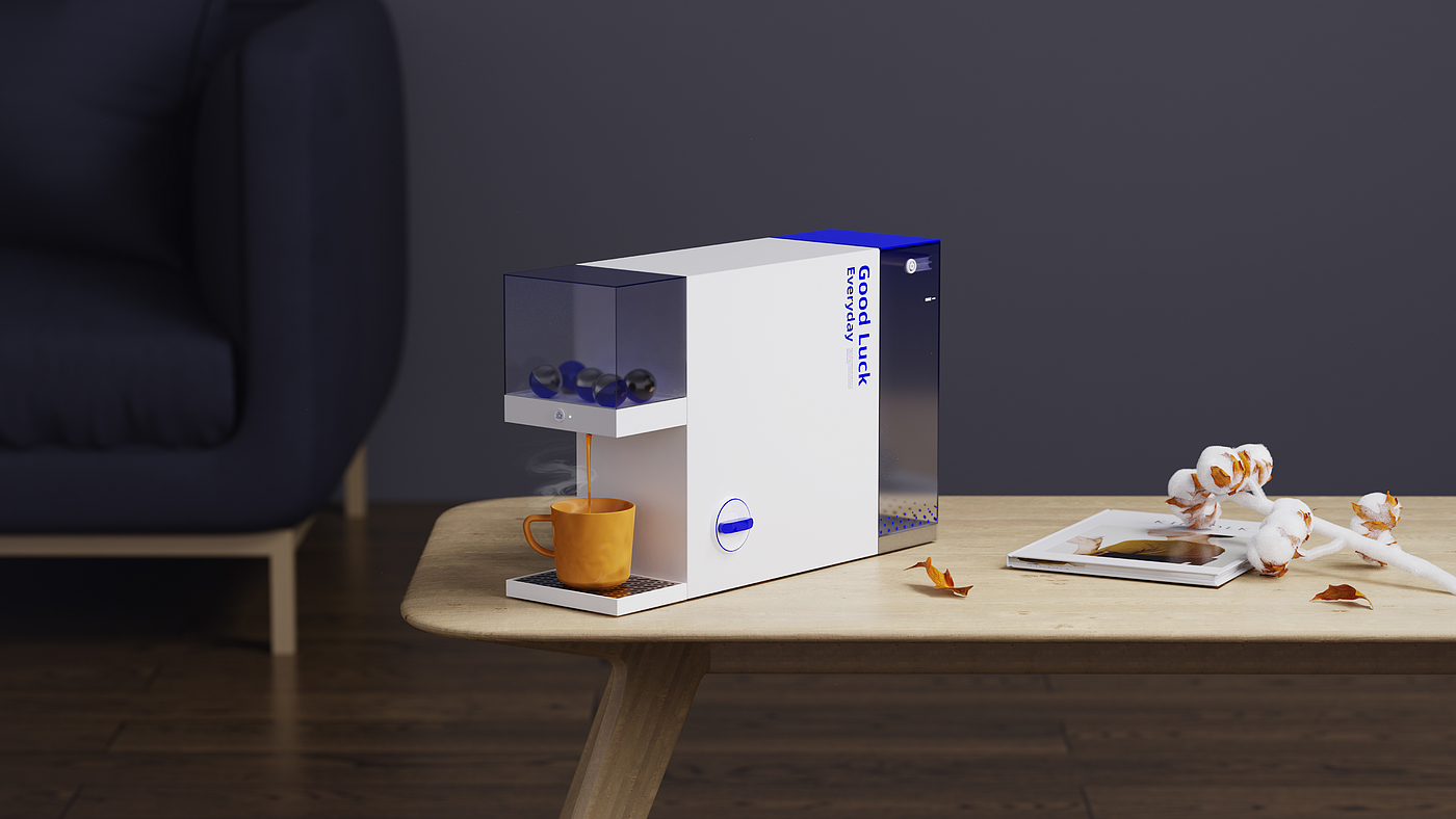 Coffee machine，capsule，geometry，Gradual change，Klein Blue，modern stylish，