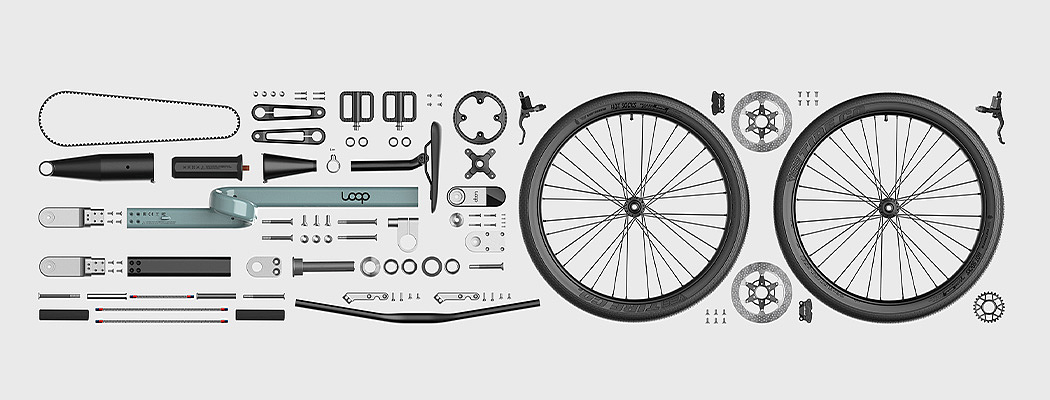 loop，城市自行车，自行车，自行车设计，爆炸图，