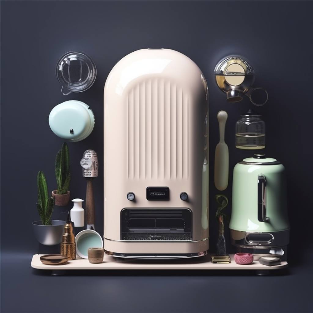 Retro small appliances，AI Empowerment，industrial design，midjourney，
