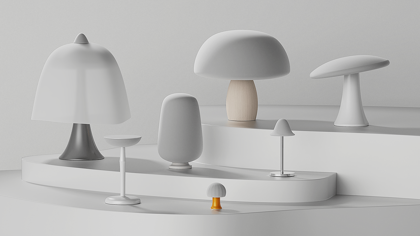 Lighting design，Mushroom，Lamp design，Interior design，natural，product design，