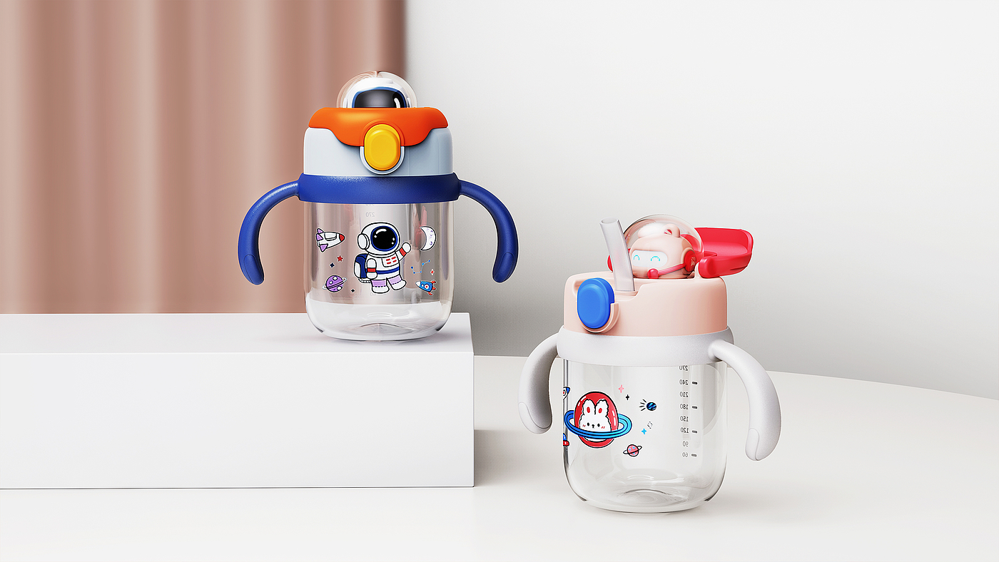 baby Trainer Cup，Children's water cup，Maternal and infant products，product design，