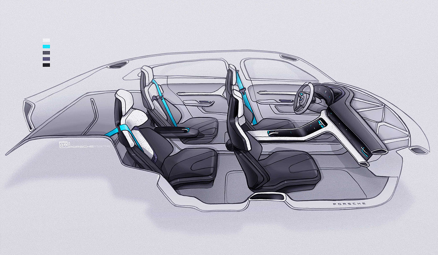 Automotive interior，cross-country，Hand drawn，