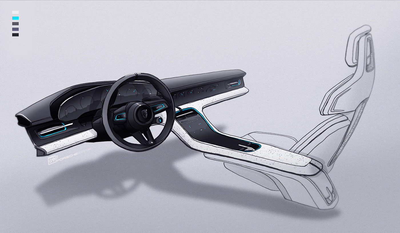 Automotive interior，cross-country，Hand drawn，