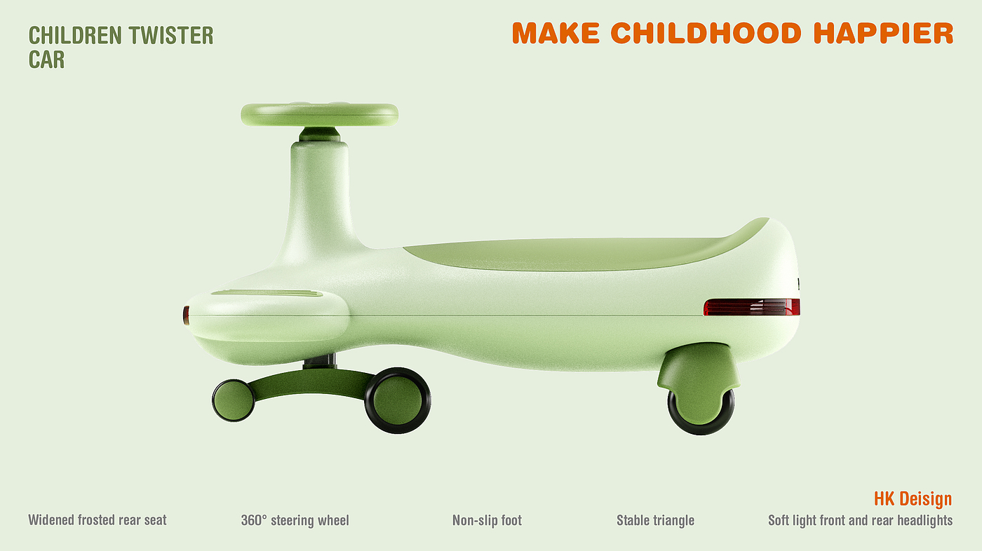 swing car，product design，Children's products，Appearance design，
