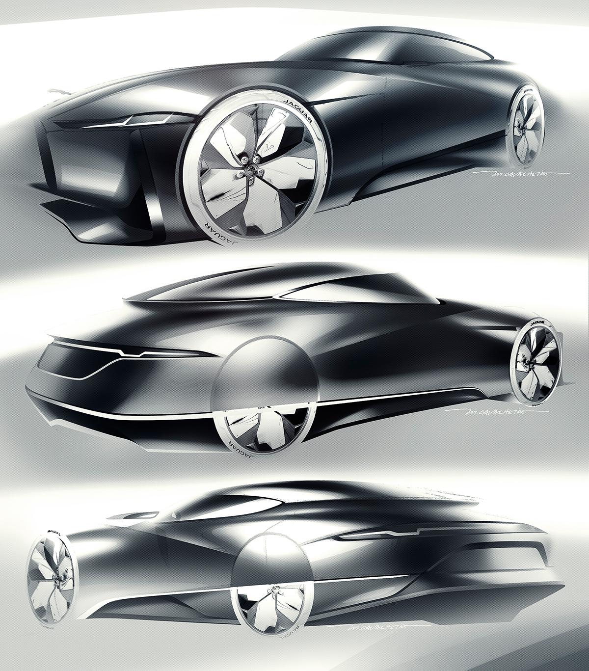 vehicle，Conceptual sketch，Render image，jaguar，E-luxury，