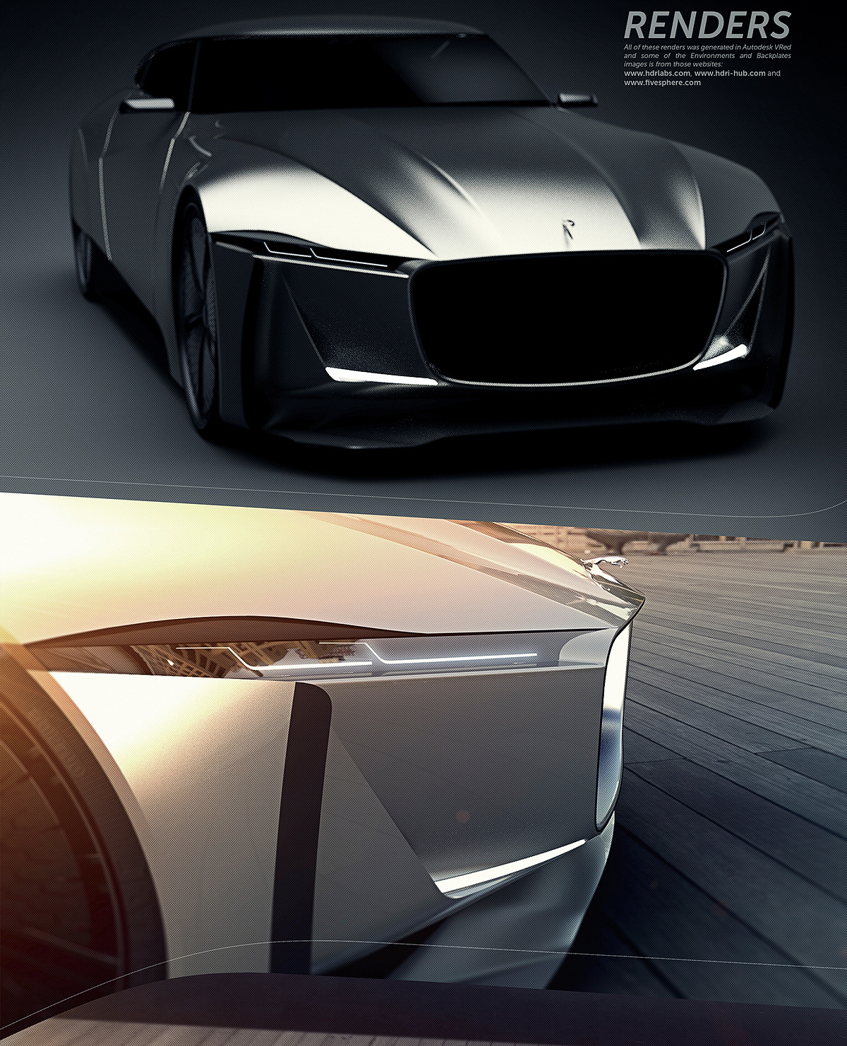 vehicle，Conceptual sketch，Render image，jaguar，E-luxury，