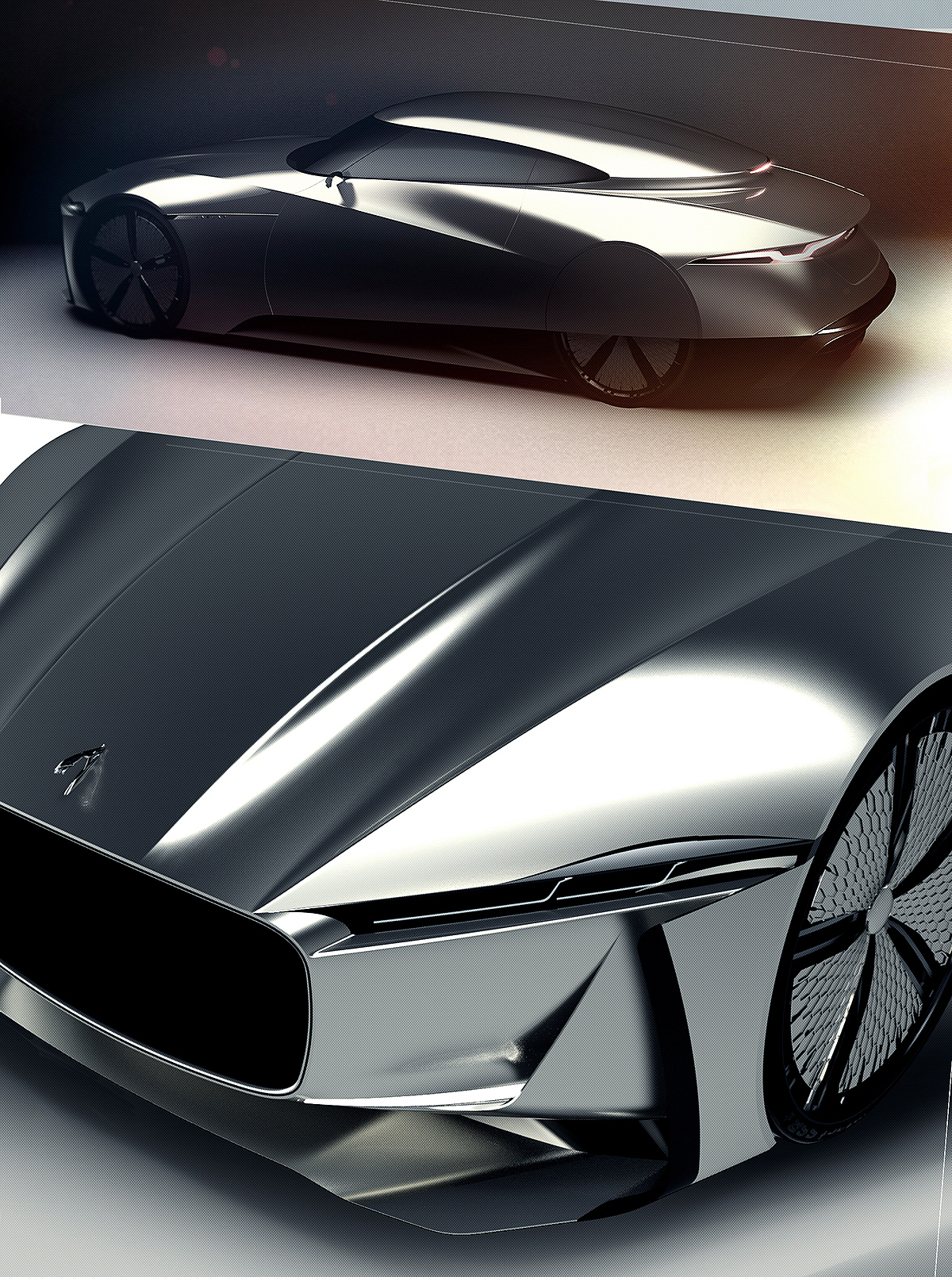 vehicle，Conceptual sketch，Render image，jaguar，E-luxury，