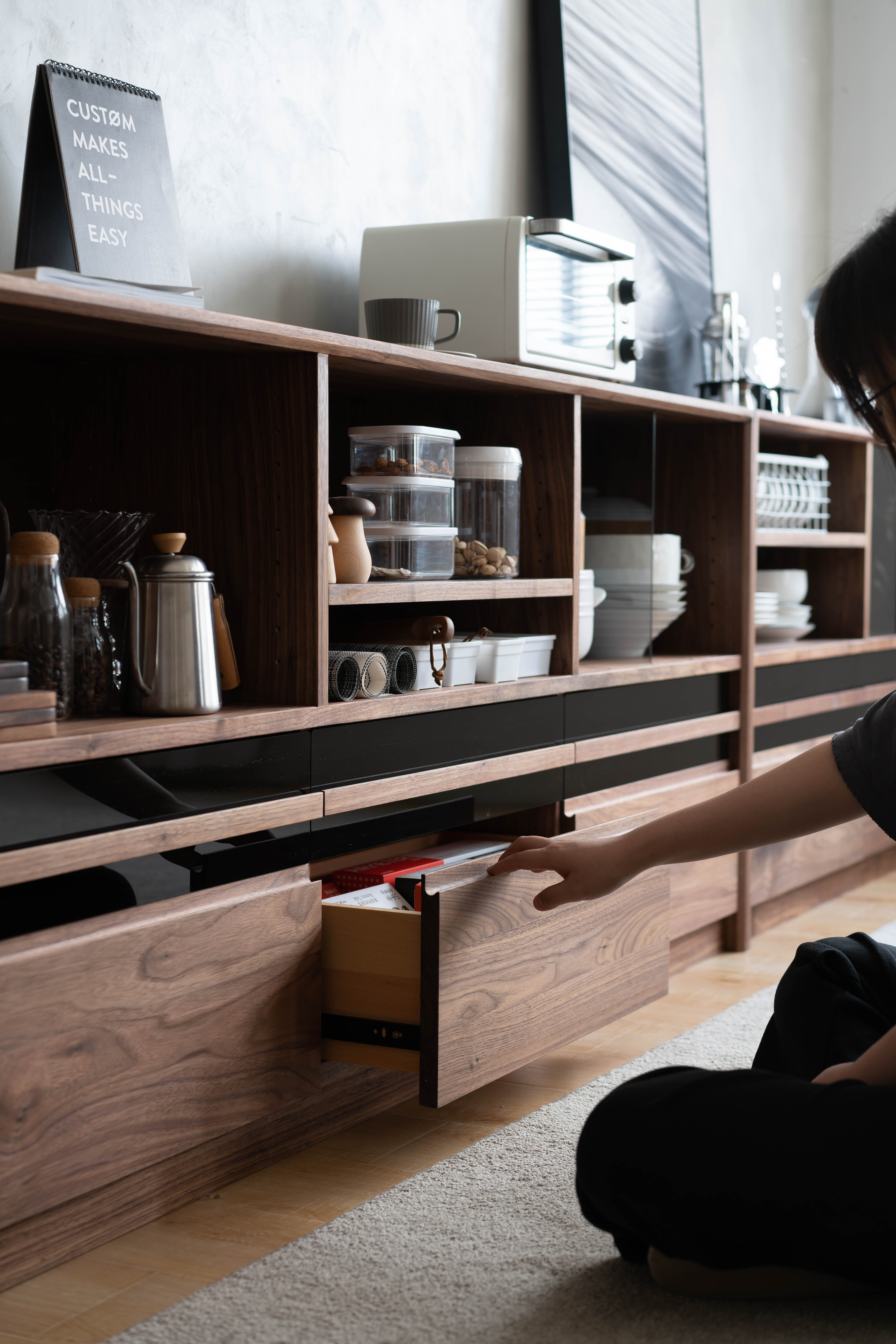 Solid wood furniture，furniture design ，product design，Sideboard，Side cabinet，Black walnut furniture，Cherry wood furniture，