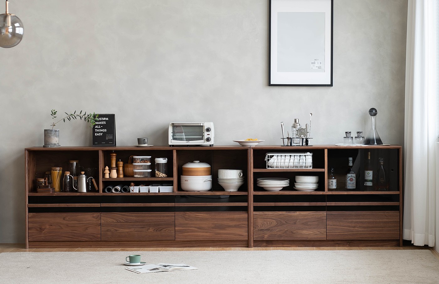 Solid wood furniture，furniture design ，product design，Sideboard，Side cabinet，Black walnut furniture，Cherry wood furniture，