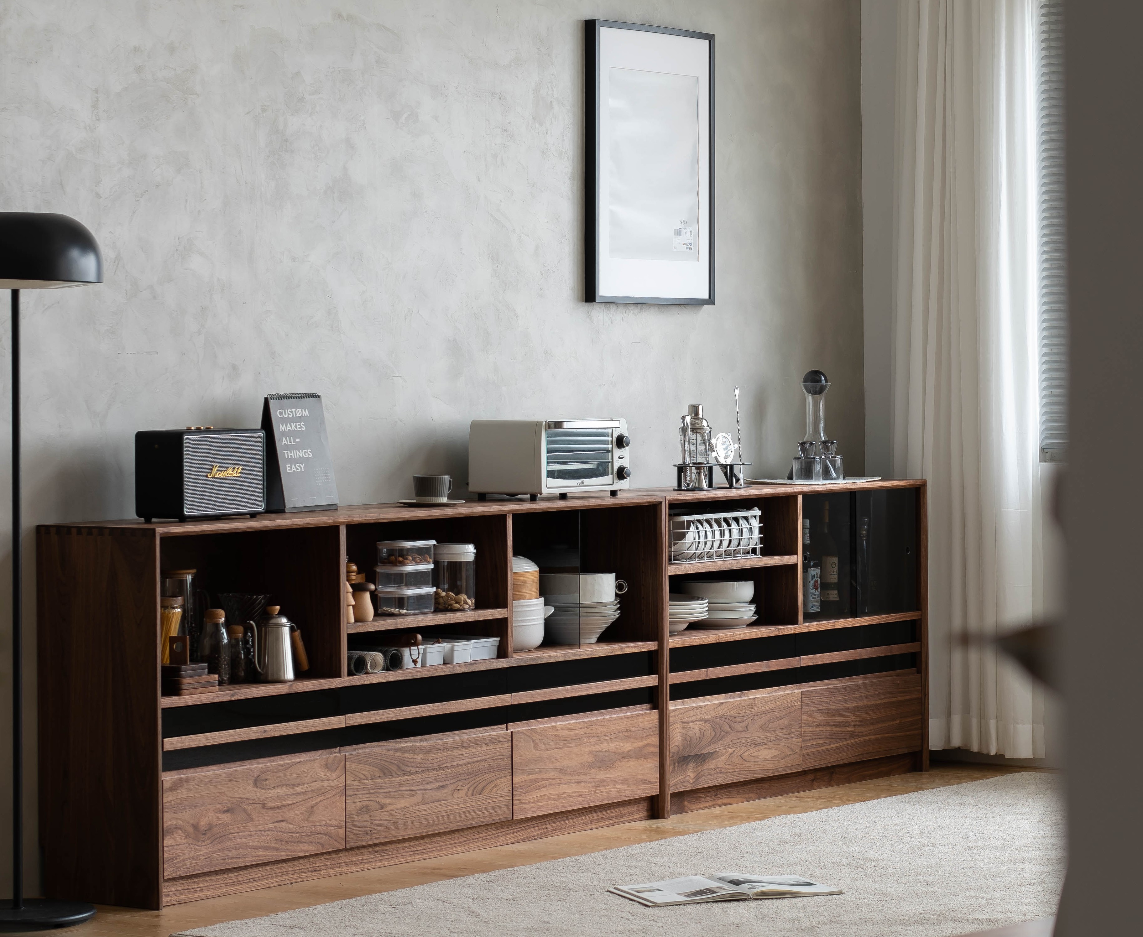 Solid wood furniture，furniture design ，product design，Sideboard，Side cabinet，Black walnut furniture，Cherry wood furniture，