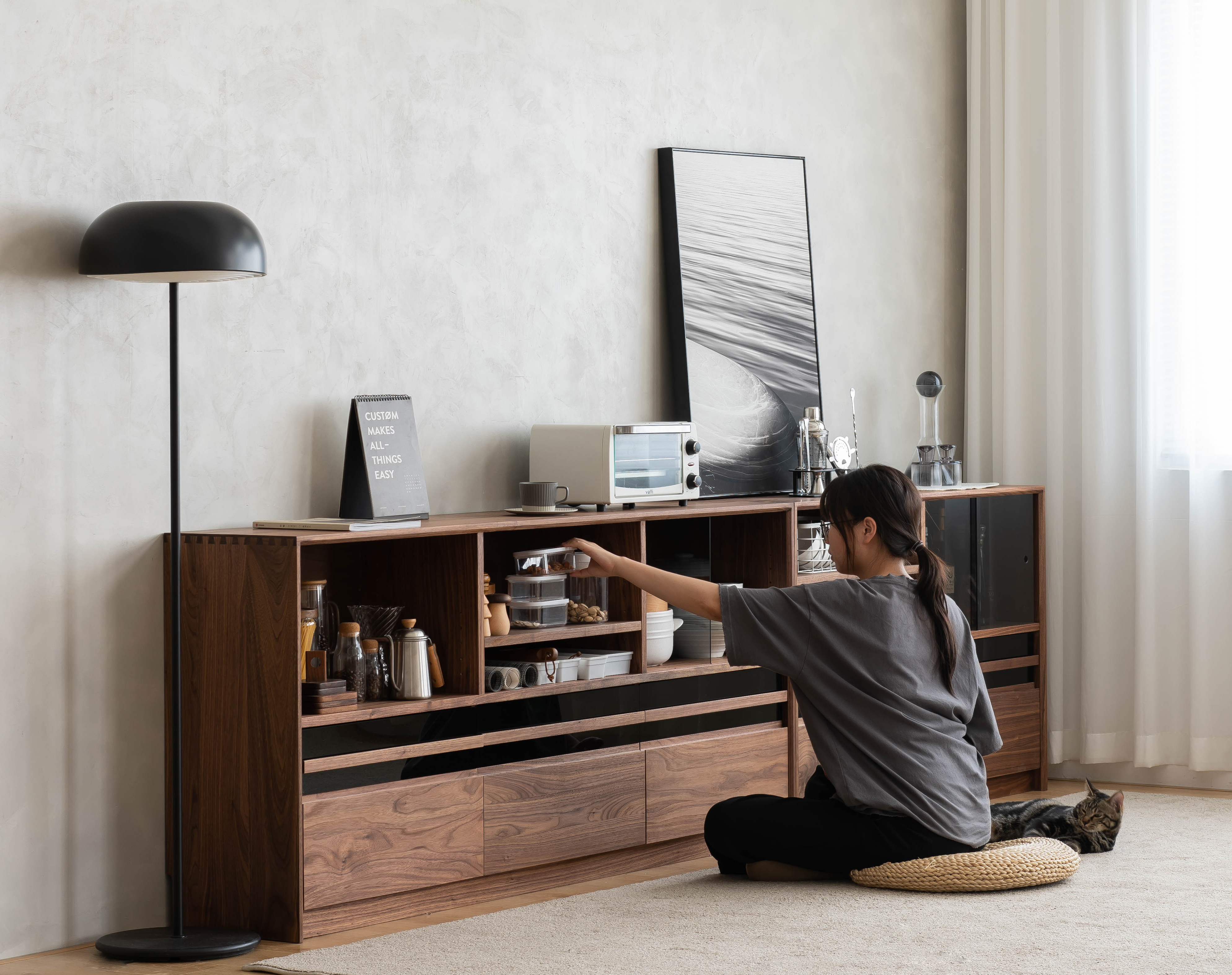 Solid wood furniture，furniture design ，product design，Sideboard，Side cabinet，Black walnut furniture，Cherry wood furniture，