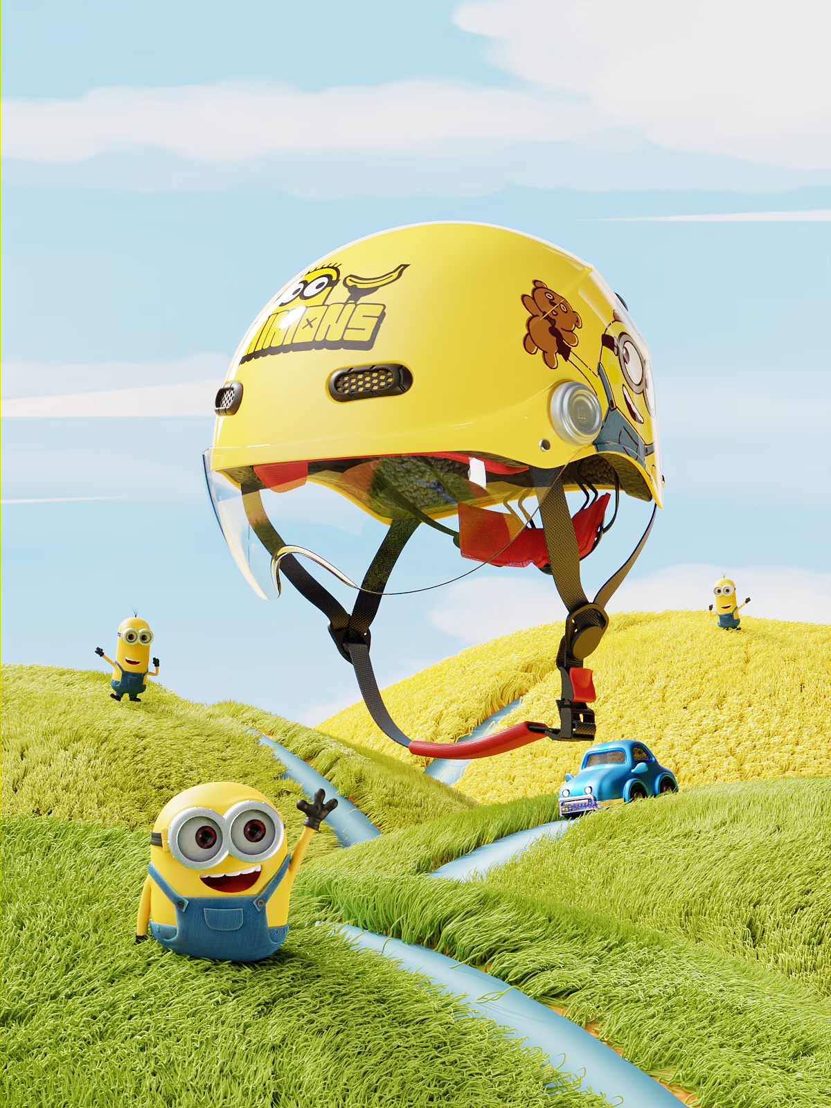 Minions helmet rendering，