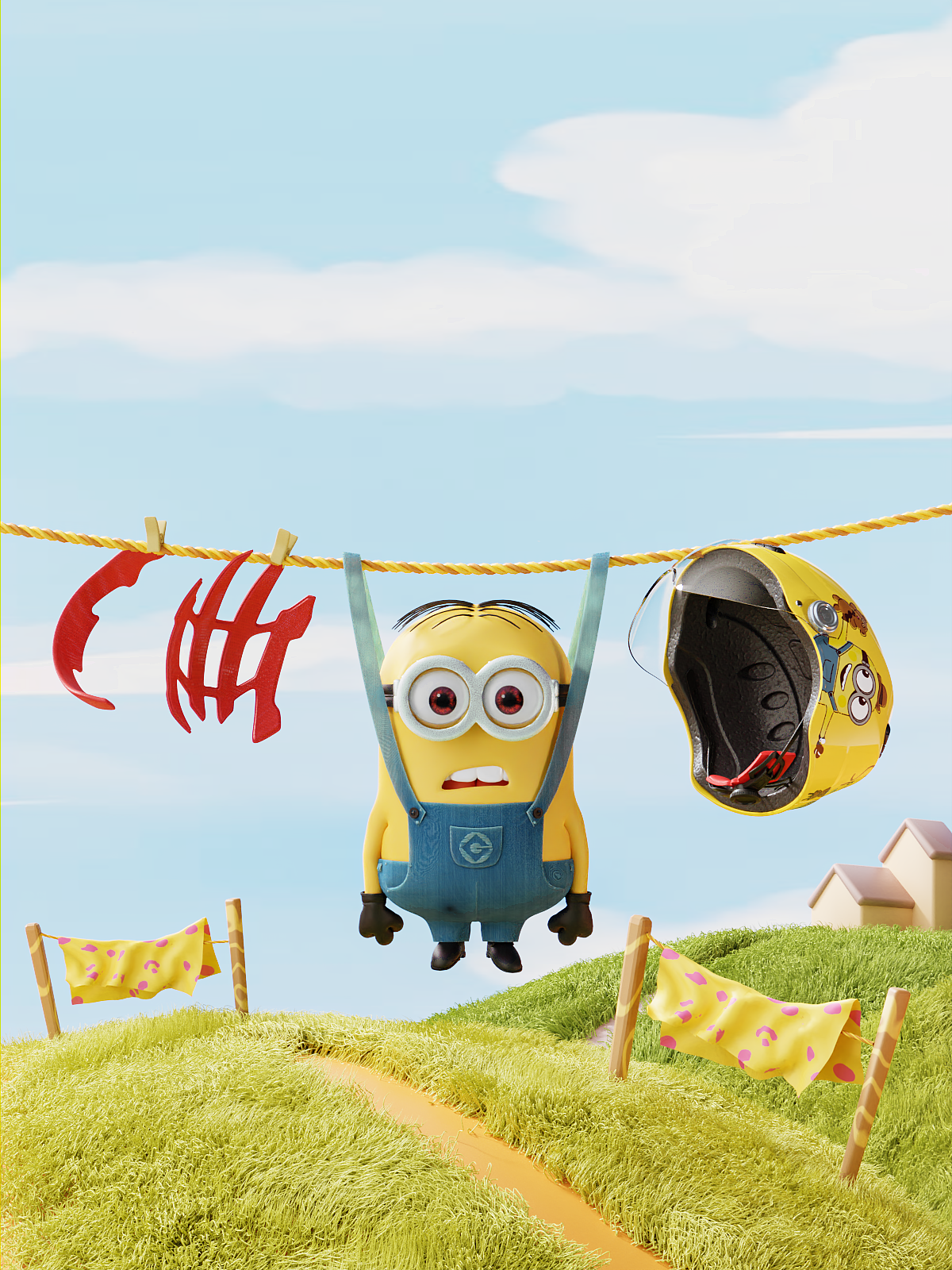 Minions helmet rendering，