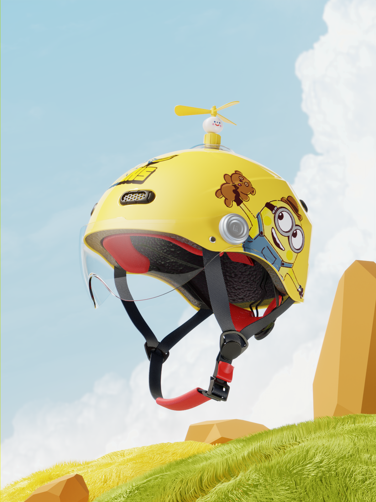 Minions helmet rendering，