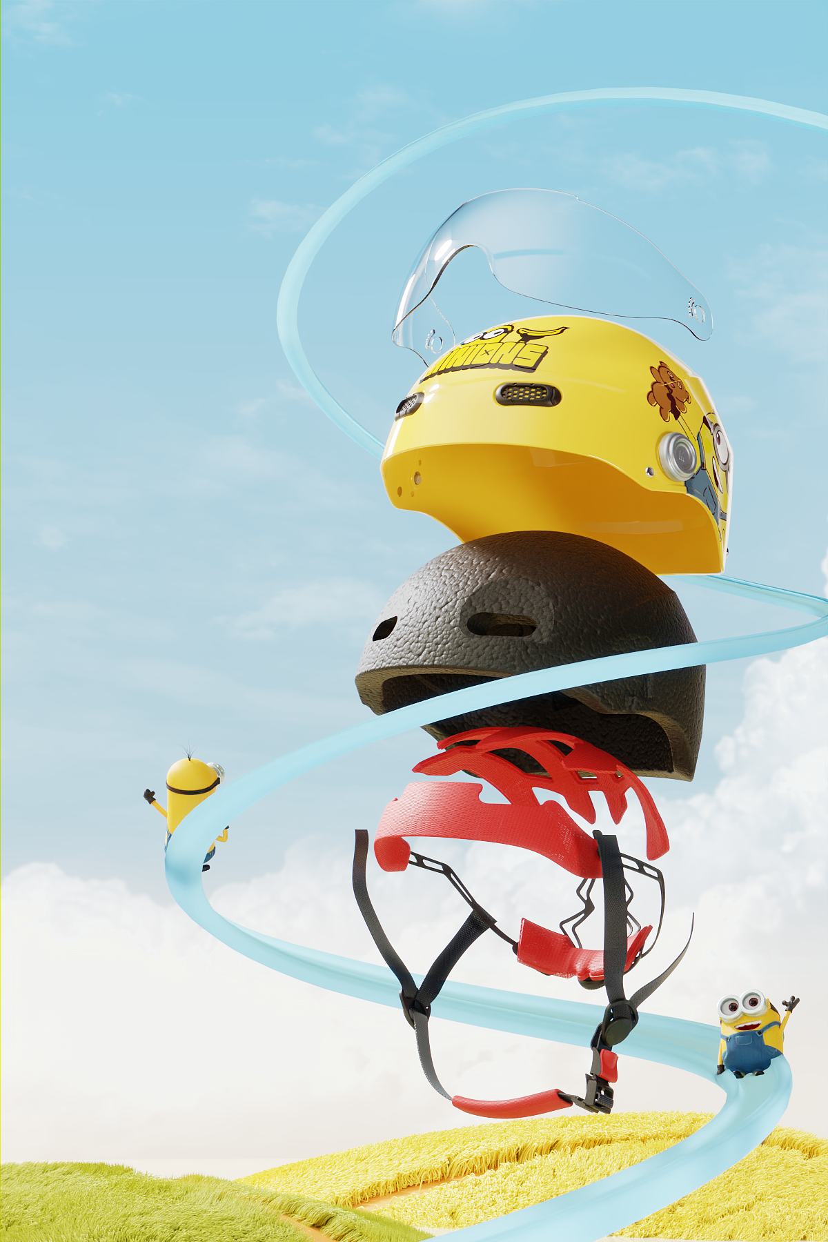 Minions helmet rendering，