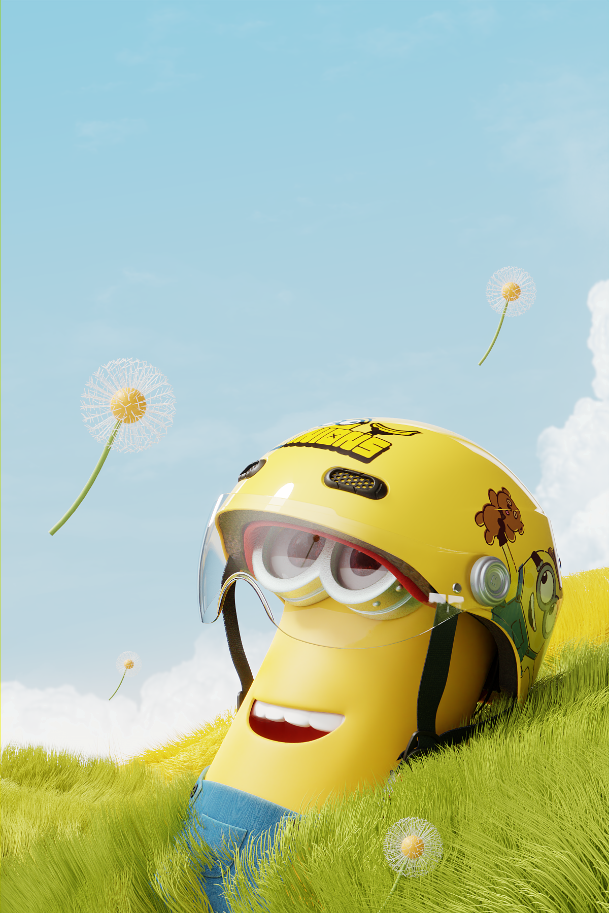 Minions helmet rendering，