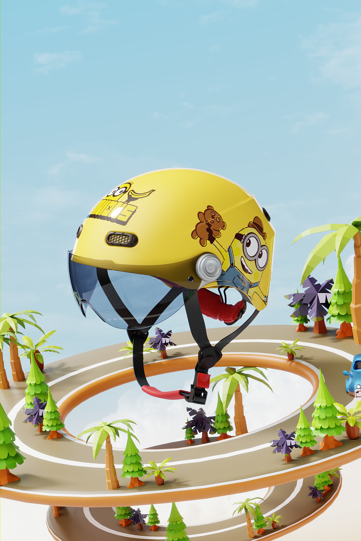 Minions helmet rendering，