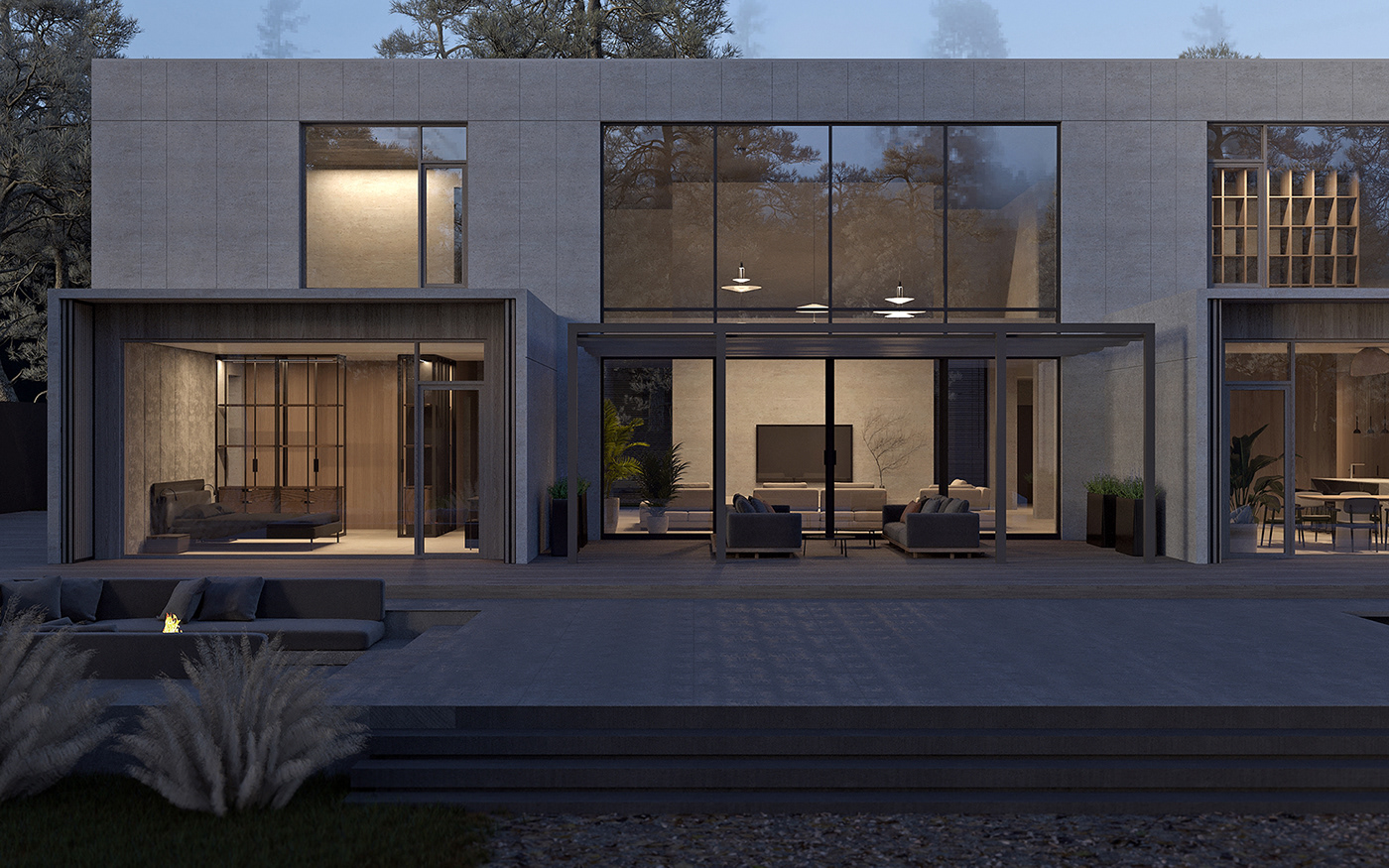 building design，Architectural design，courtyard，