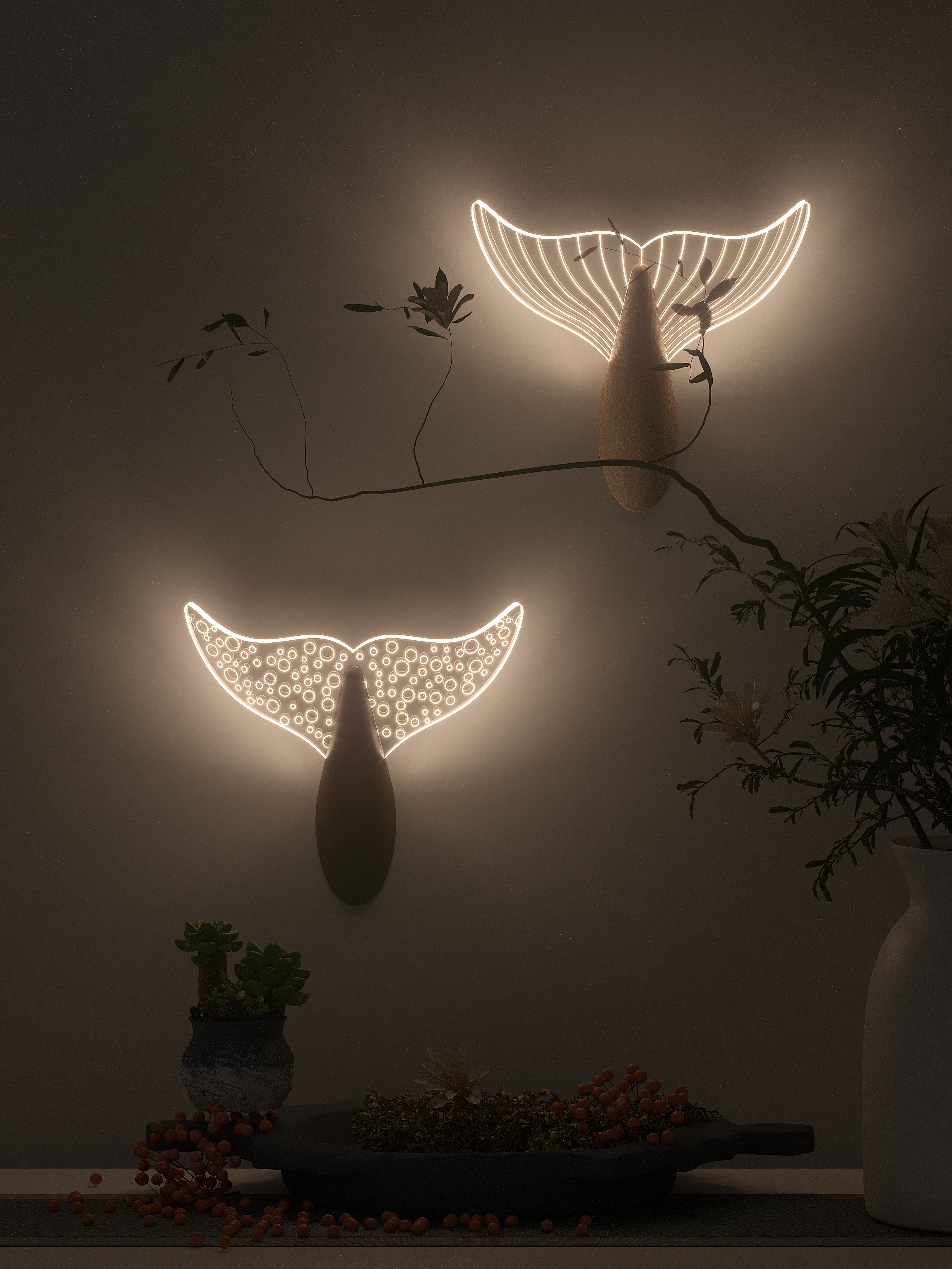 2023 bionic design acrylic whale tail decorative wall lamp，Simple wall lamp/personalized wall lamp，