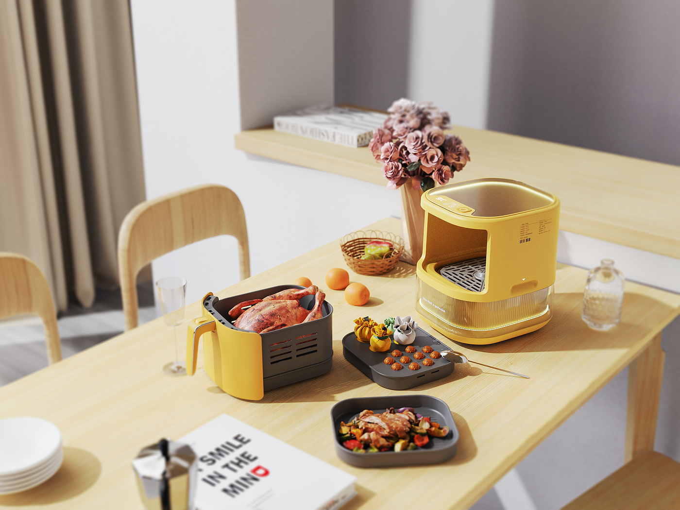 Household appliances，Air fryer，Young fashion，removable，Simple modeling，