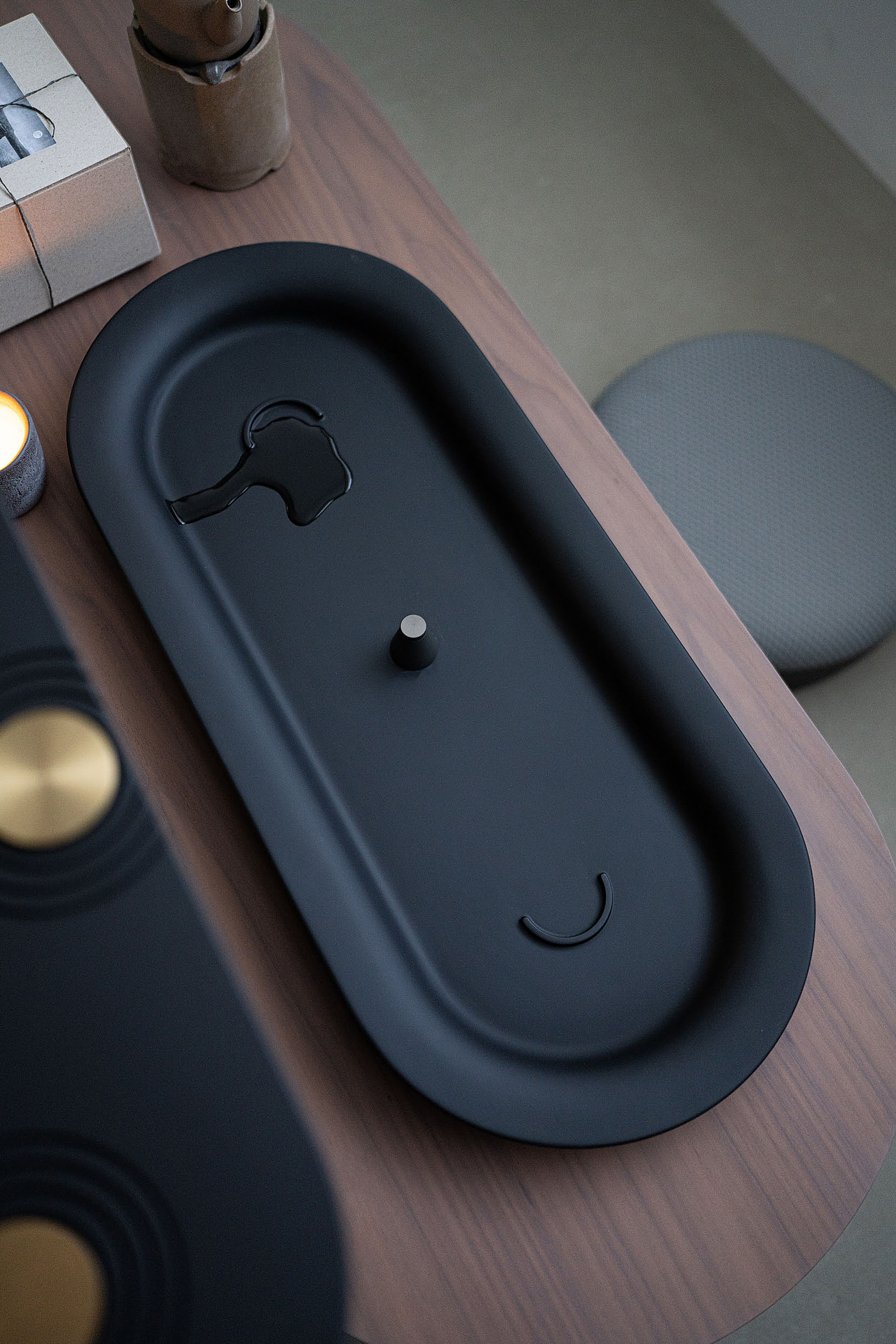 Dry landscape，tea tray，Buddhist mood，titanium alloy，teahouse，Mingdu Design，A work of God，black，