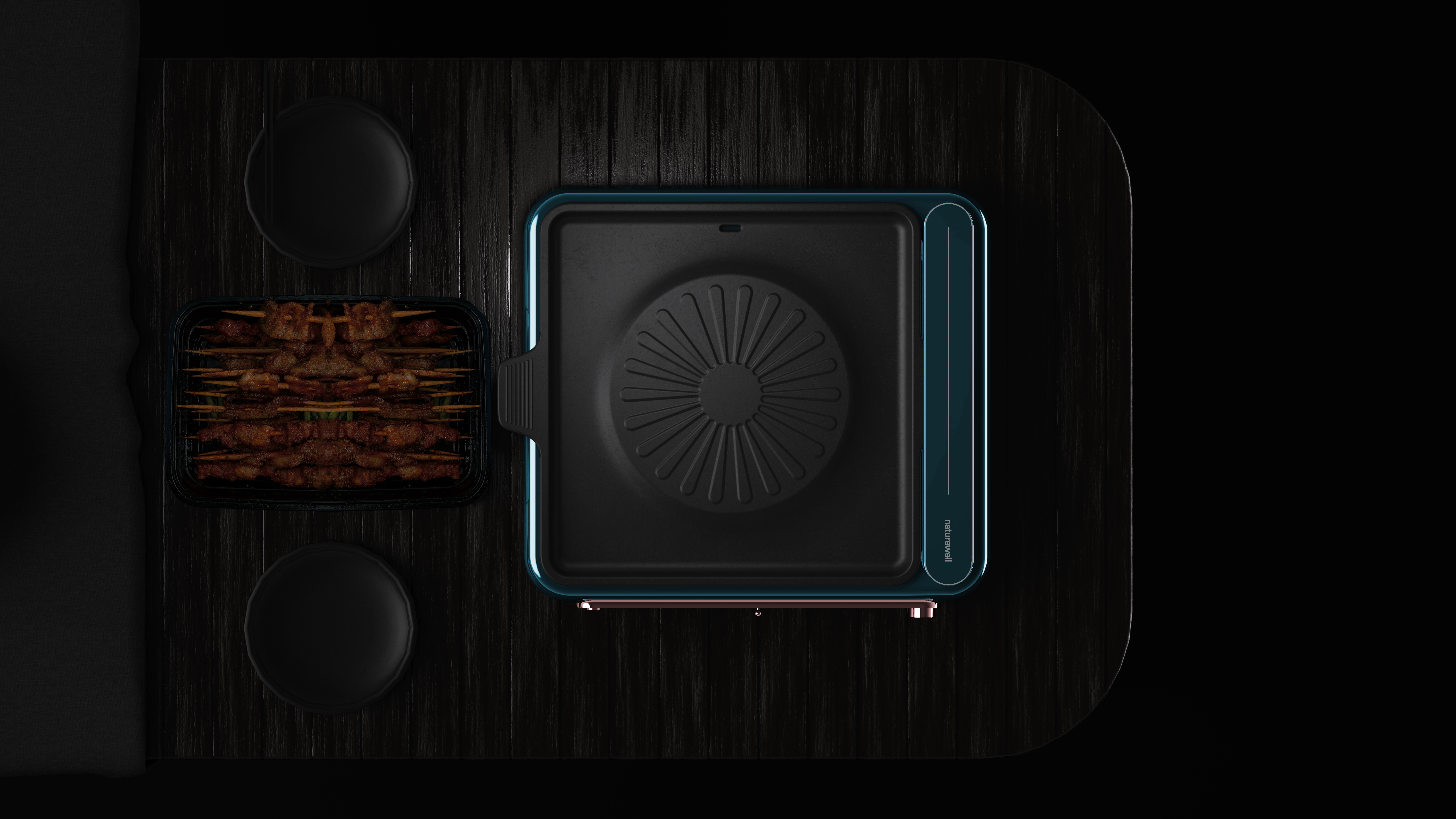 Electric baking pan，smokeless，Retro，