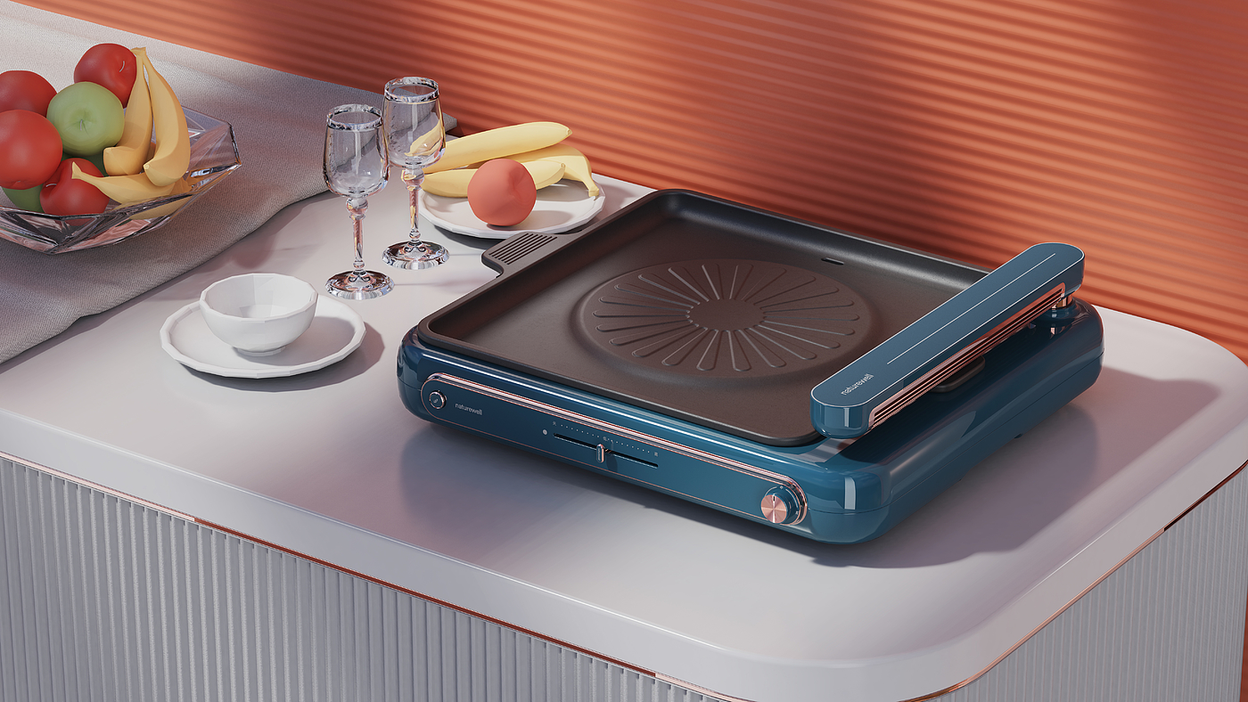 Electric baking pan，smokeless，Retro，