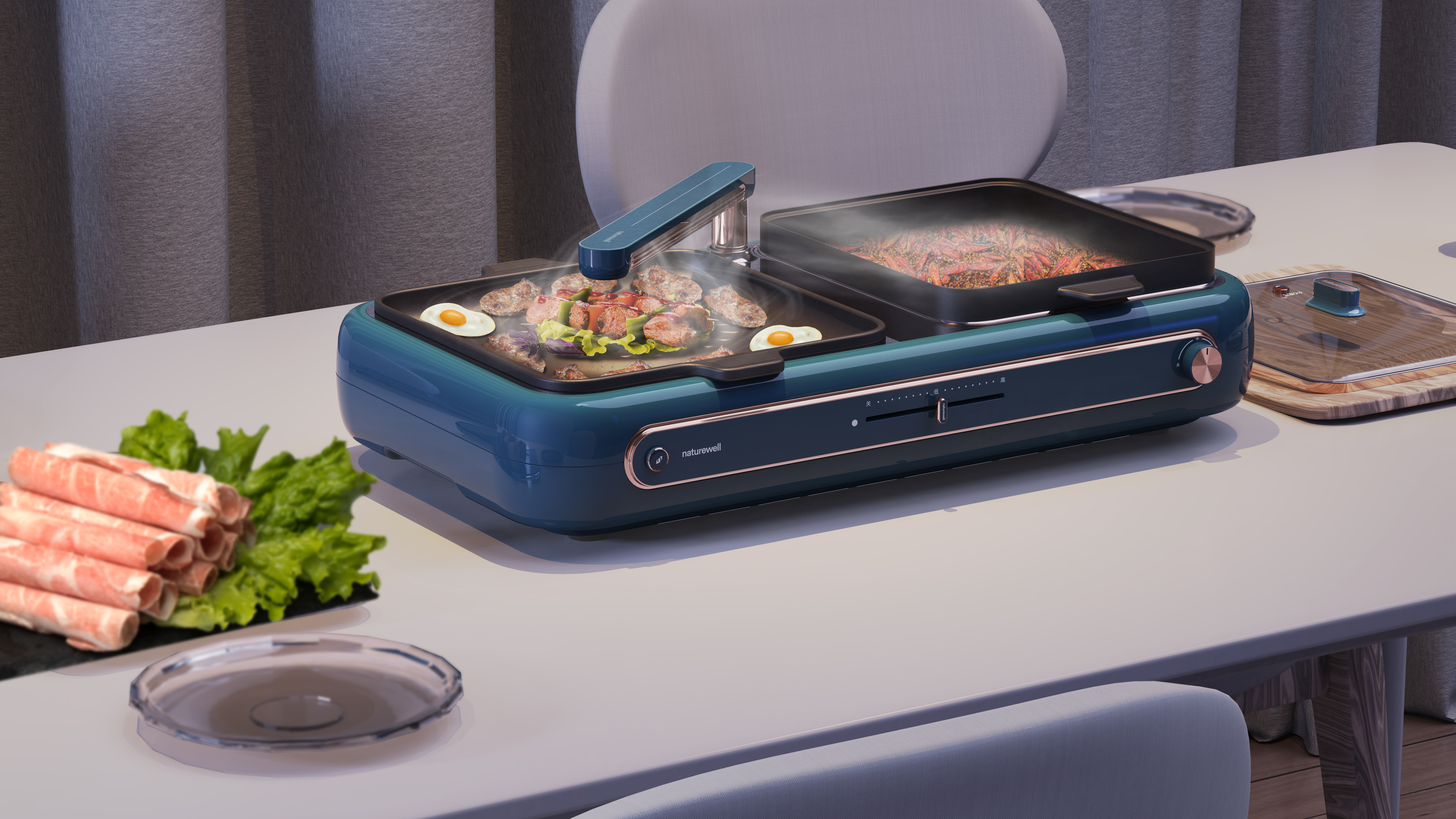 Electric baking pan，smokeless，Retro，