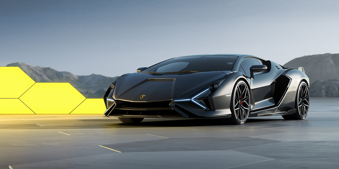 Sports car，Lamborghini，Automobile design，Computer image，3d，