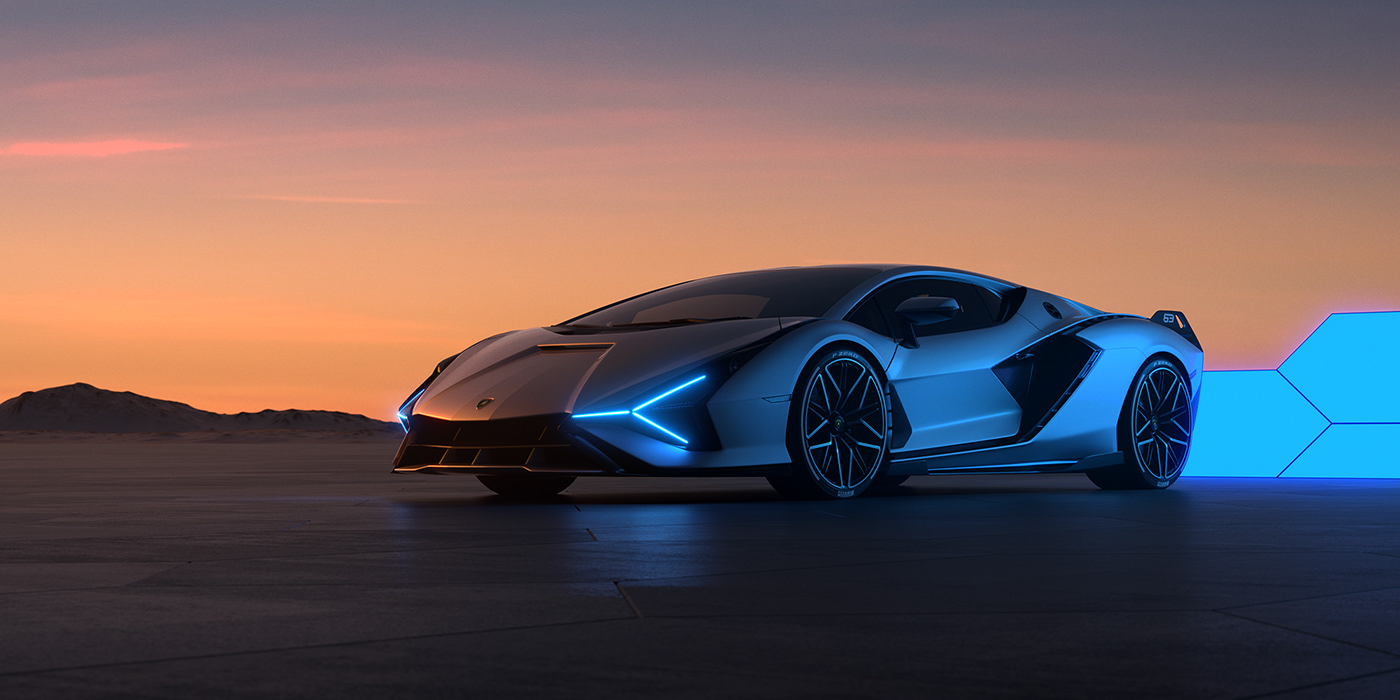 Sports car，Lamborghini，Automobile design，Computer image，3d，