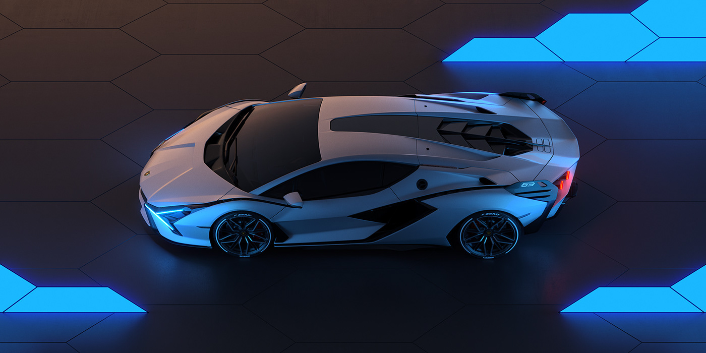 Sports car，Lamborghini，Automobile design，Computer image，3d，