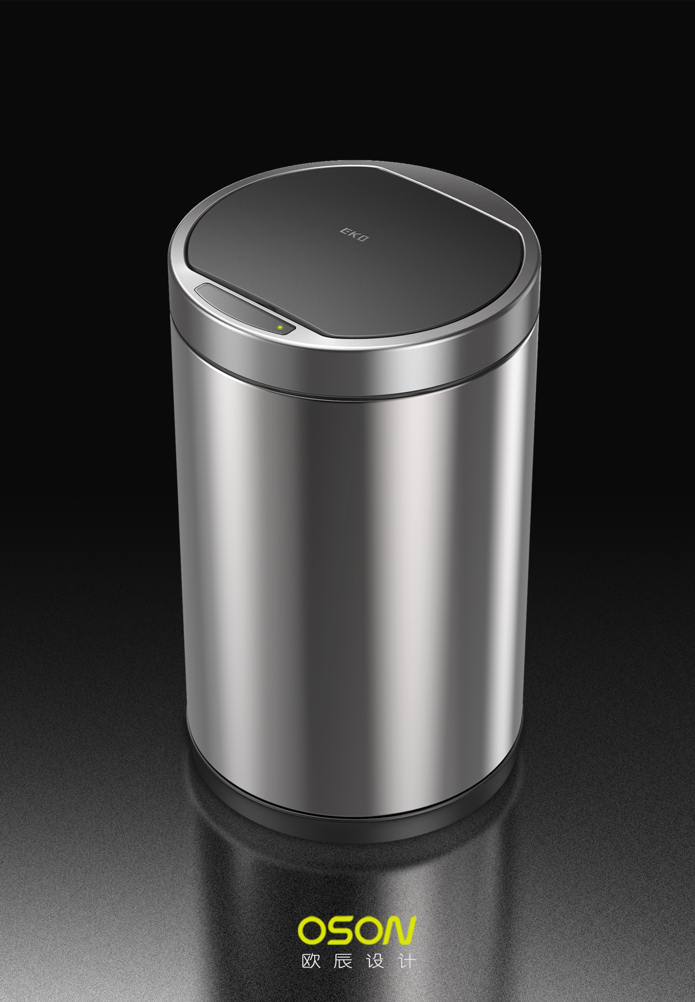 Inductive trash can，Environmental Bucket Design，trash can，product design，industrial design，Ou Chen design，Guangzhou Ouchen Product Design Co., Ltd.，Design of Intelligent Trash Bin，