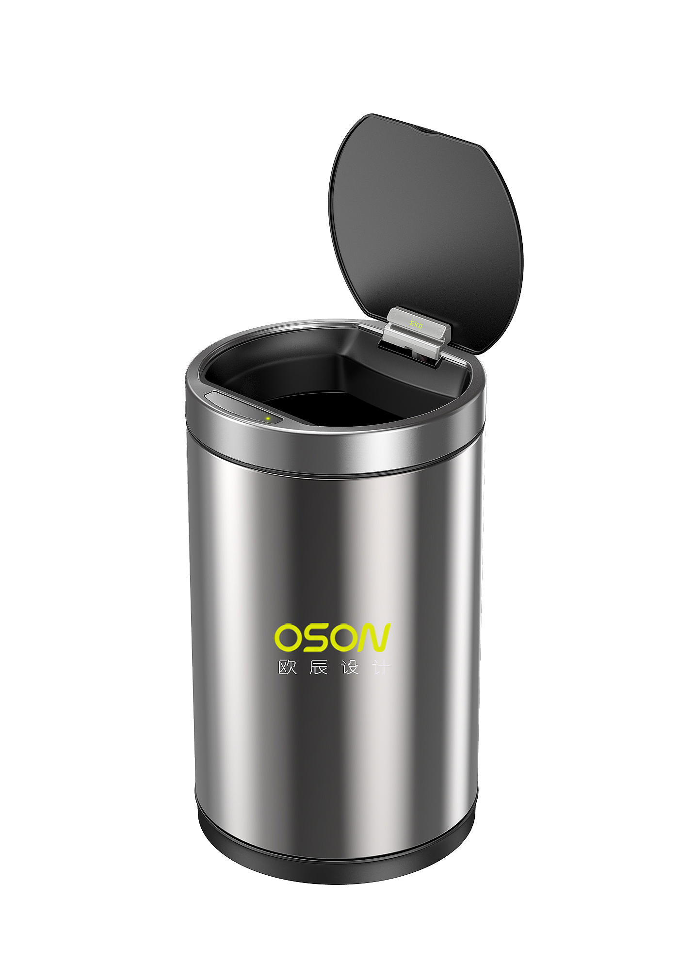 Inductive trash can，Environmental Bucket Design，trash can，product design，industrial design，Ou Chen design，Guangzhou Ouchen Product Design Co., Ltd.，Design of Intelligent Trash Bin，