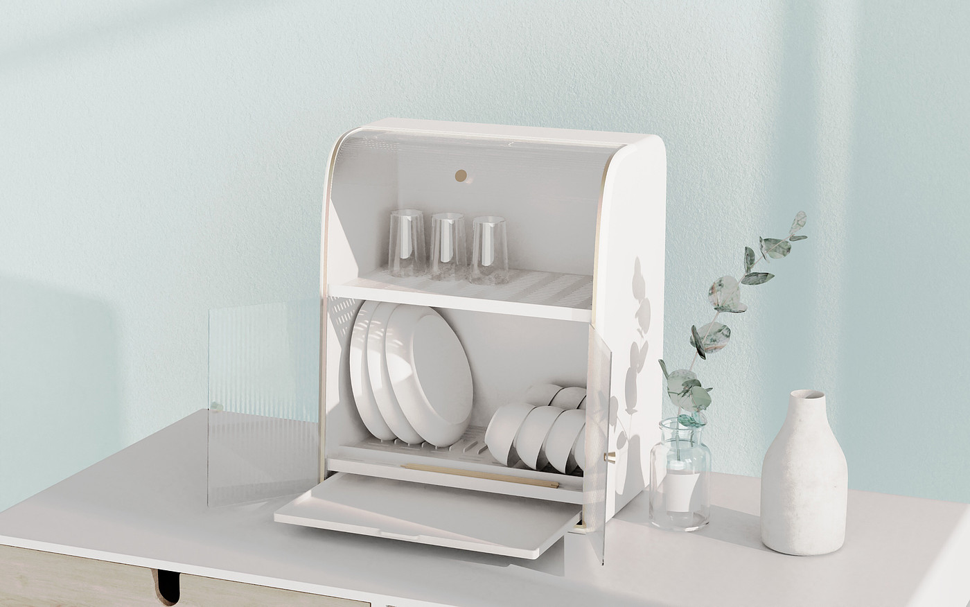 cupboard，Storage cabinet，Kitchen storage cabinet，Dish storage，Bowl and Cup Storage Cabinet，Cup holder，Bowl rack storage，Draining Cupboard，