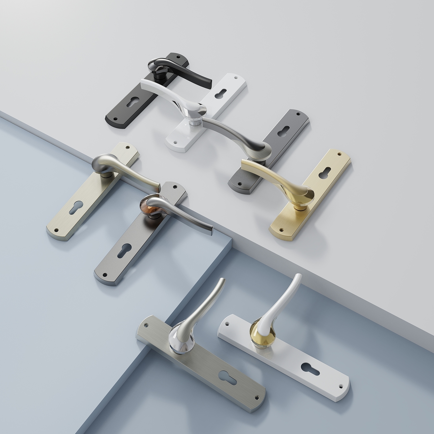 Door handle，Door lock，Split lock，lock，Mechanical lock，product design，