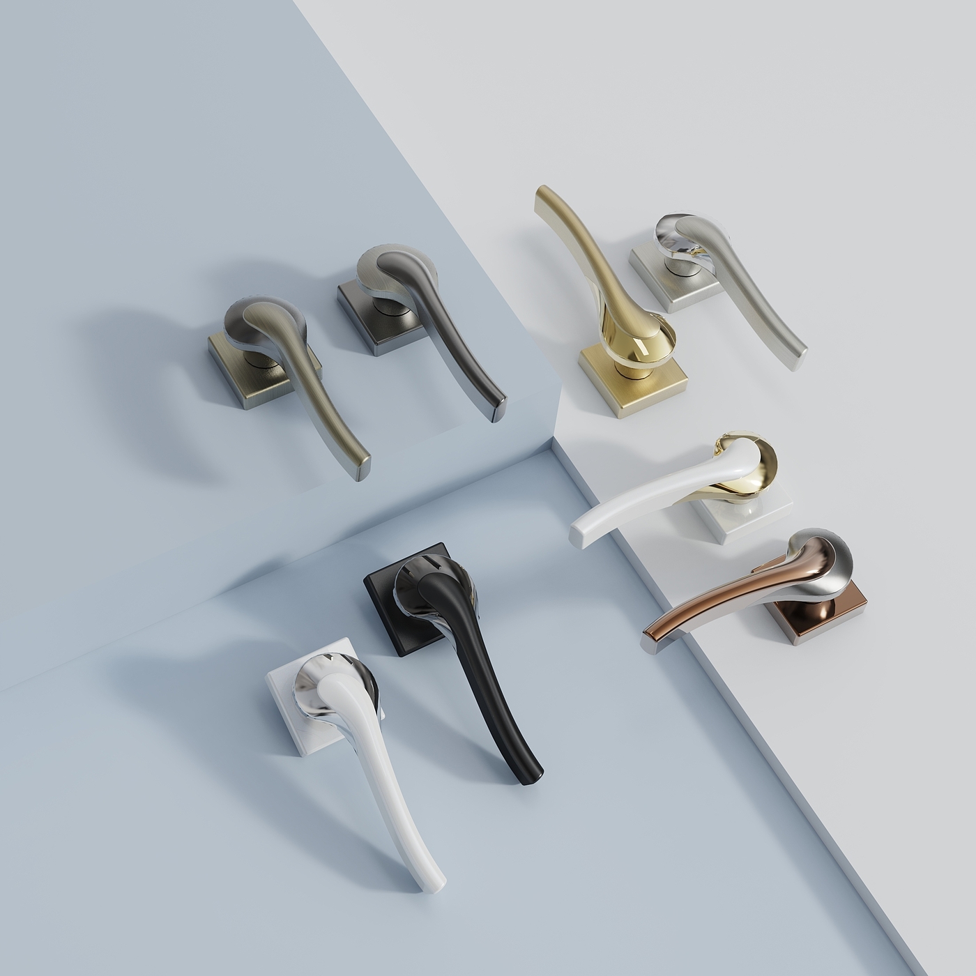 Door handle，Door lock，Split lock，lock，Mechanical lock，product design，